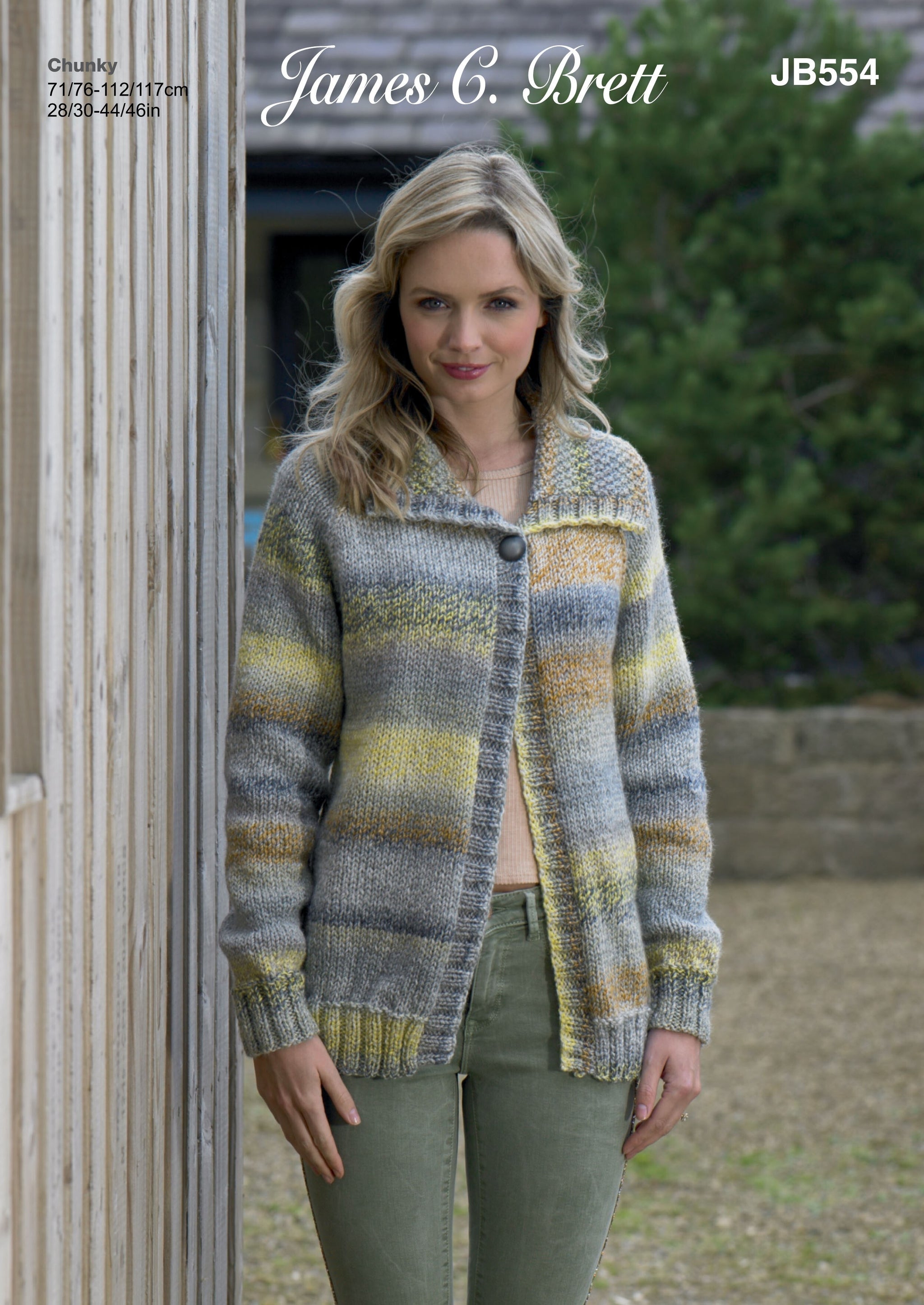James C Brett 554 Cardigan in Marble Chunky Pattern