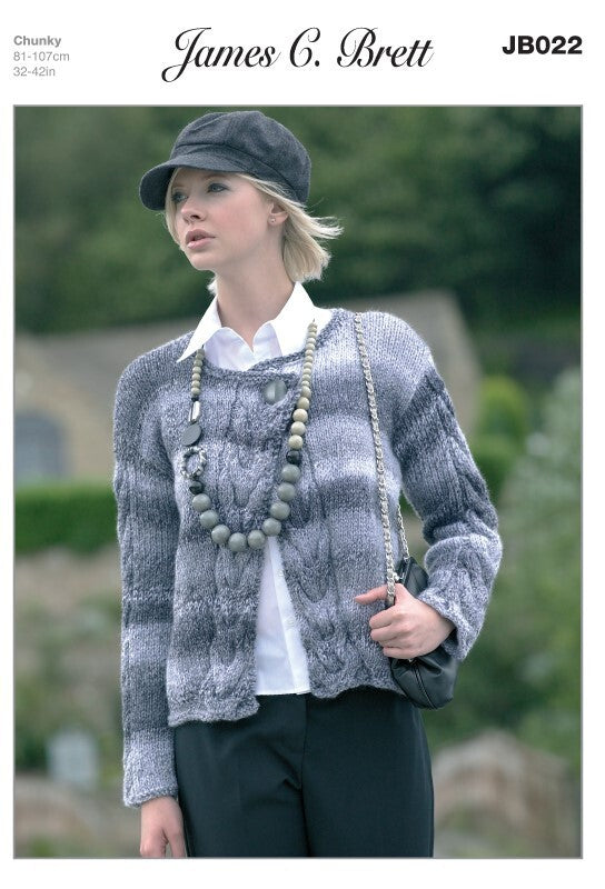 James C Brett JB022 Cardigan in Marble Chunky Pattern