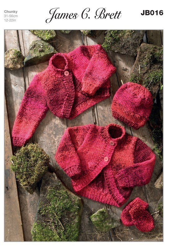 James C Brett 016 Boleros, Hat and Mittens in Marble Chunky Pattern