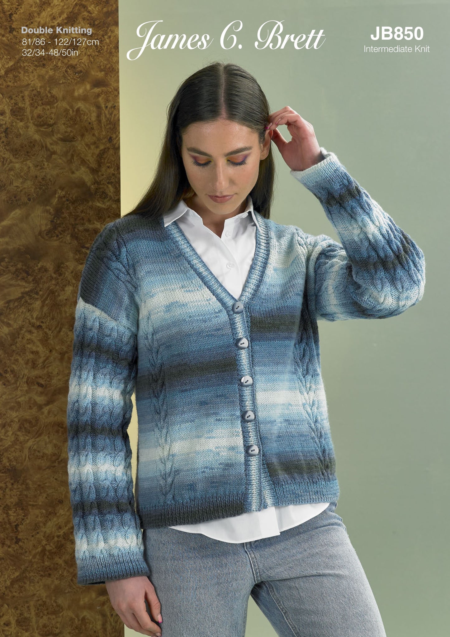 James C Brett JB850 Cardigan in Aurora Pattern