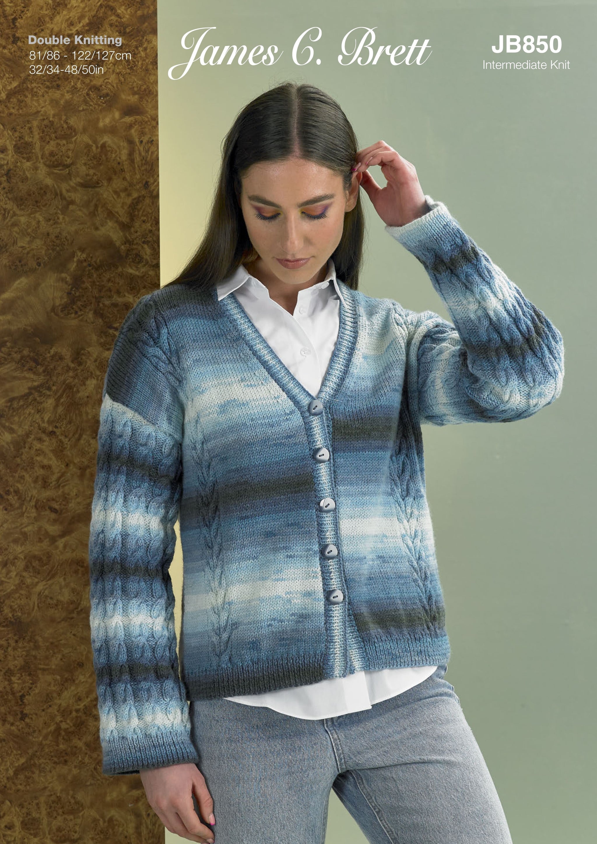 James C Brett JB850 Cardigan in Aurora Pattern
