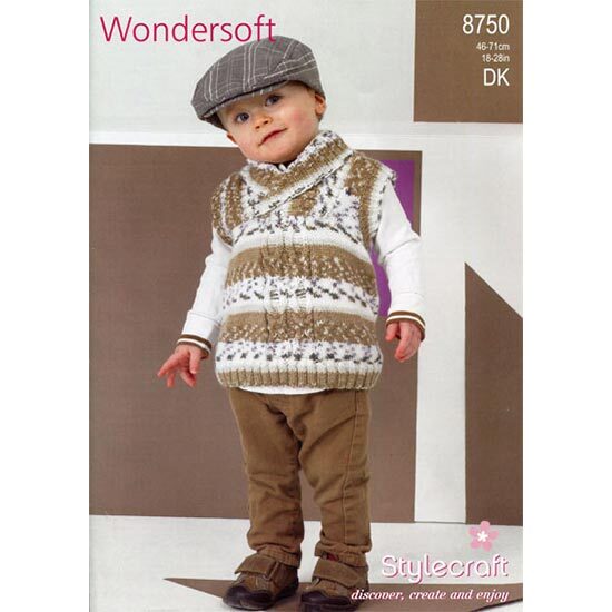 Stylecraft 8750 Sweater and Slipover in Wondersoft Prints DK Pattern