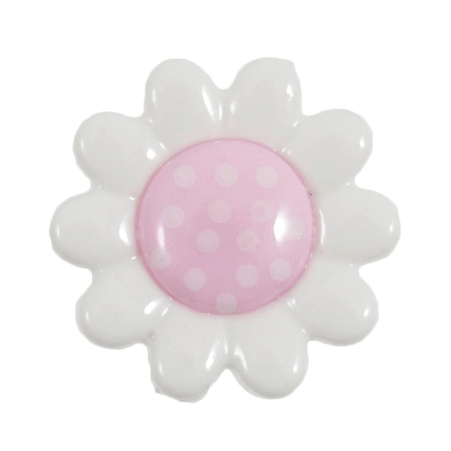 Polka Dot Daisy Button 14mm Light Pink