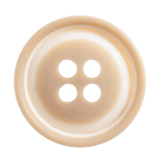 Raised Rim Button White and Beige 18mm