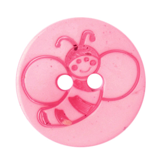Ladybug Button 15mm Pink
