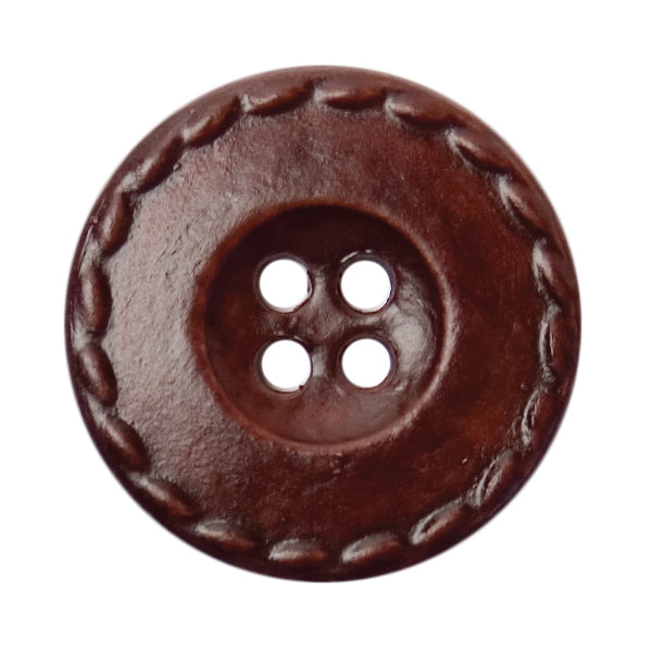 Leather Look Button 20mm Dark Brown