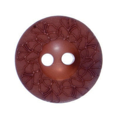 Flower Button Debossed 15mm Brown