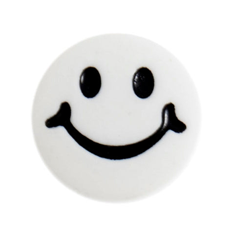 Smiley Face Button 15mm Matt White