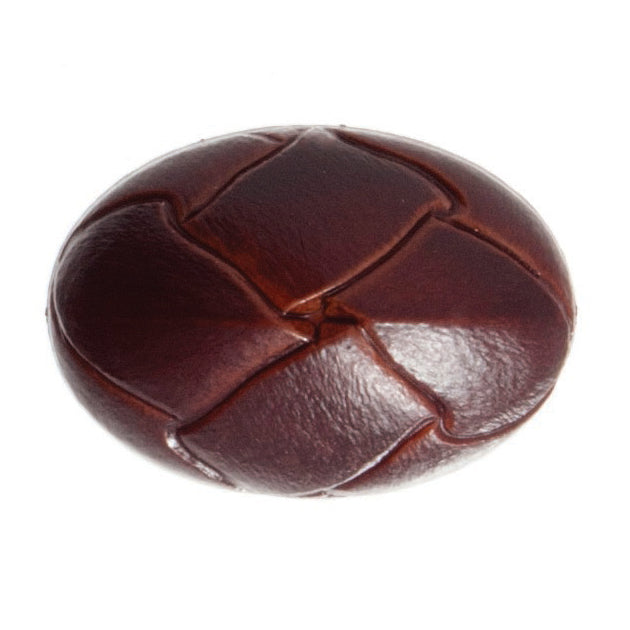 Imitation Leather Button Oval 20mm Red Brown