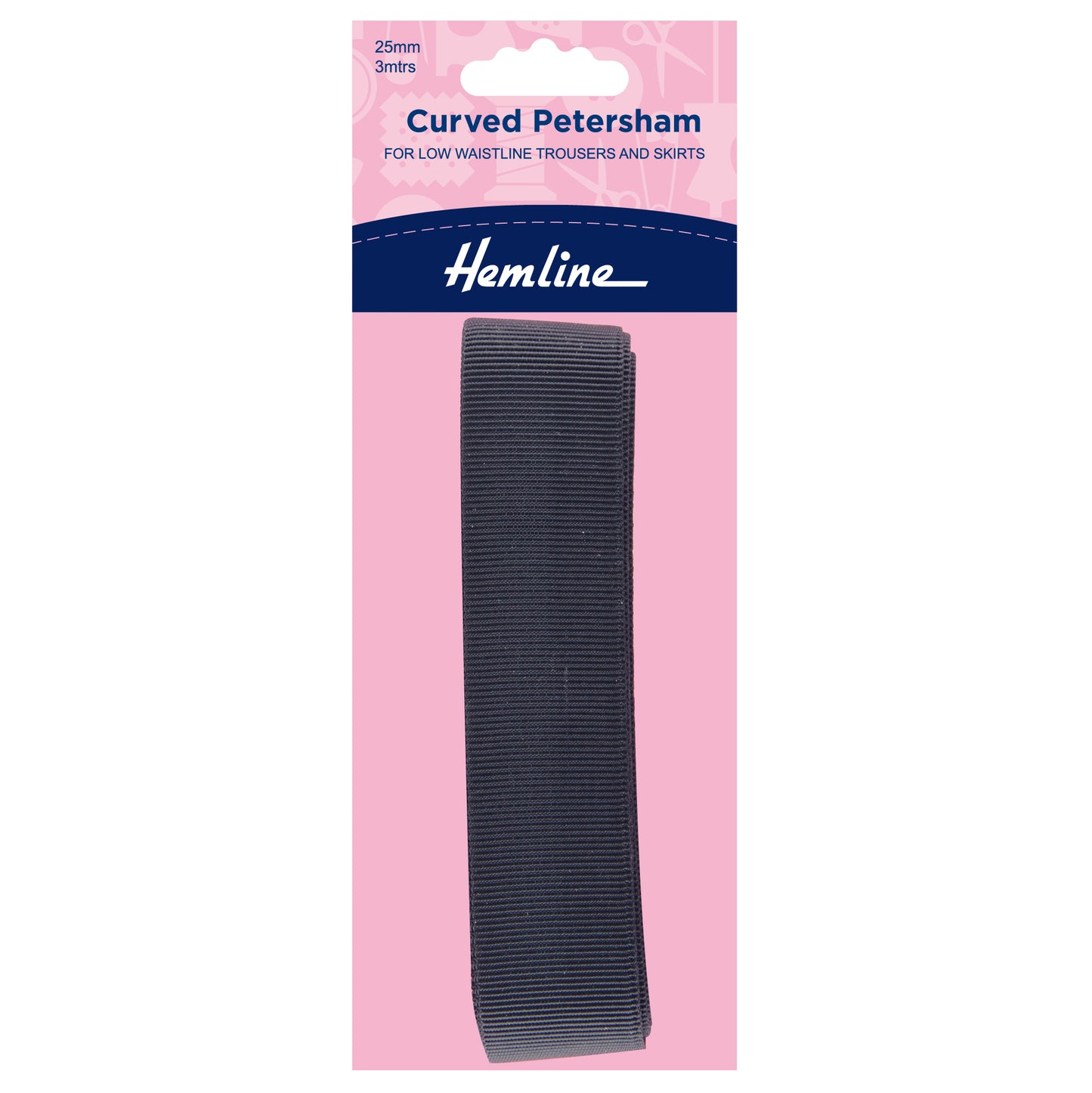 Petersham: Curved: 3m x 25mm: Black