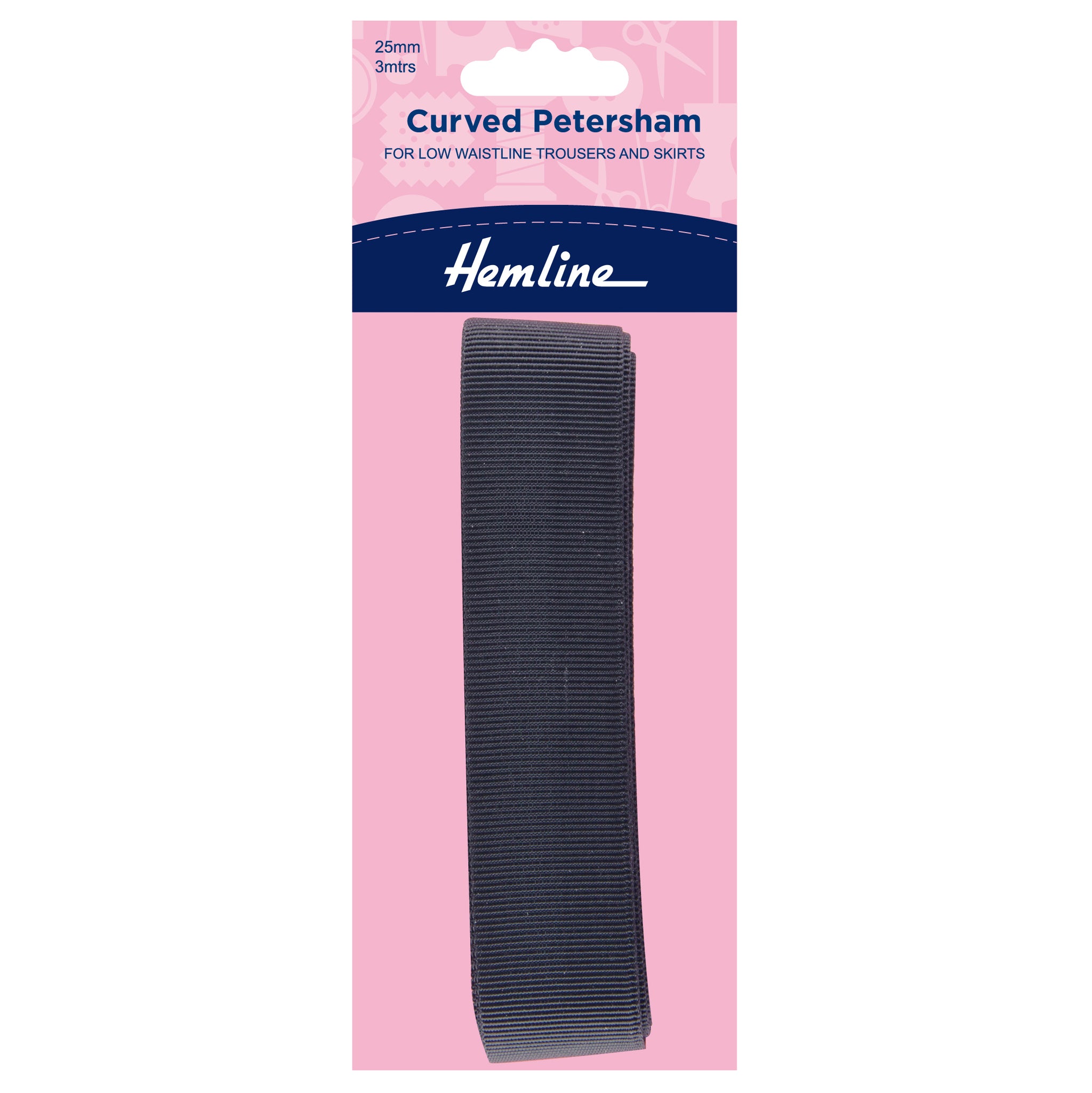 Petersham: Curved: 3m x 25mm: Black