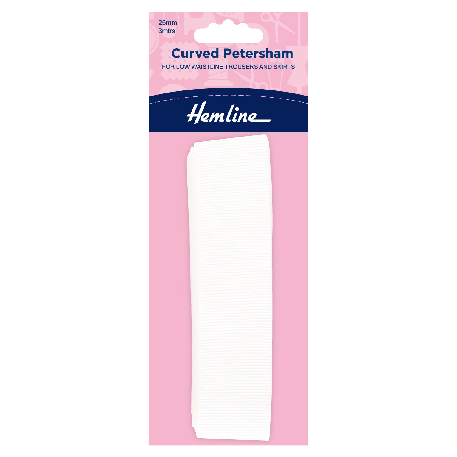 Petersham: Curved: 3m x 25mm: White
