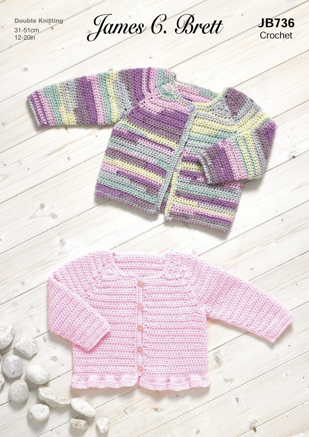 James C Brett JB736 Crochet Cardigans in Baby Twinkle DK (leaflet)