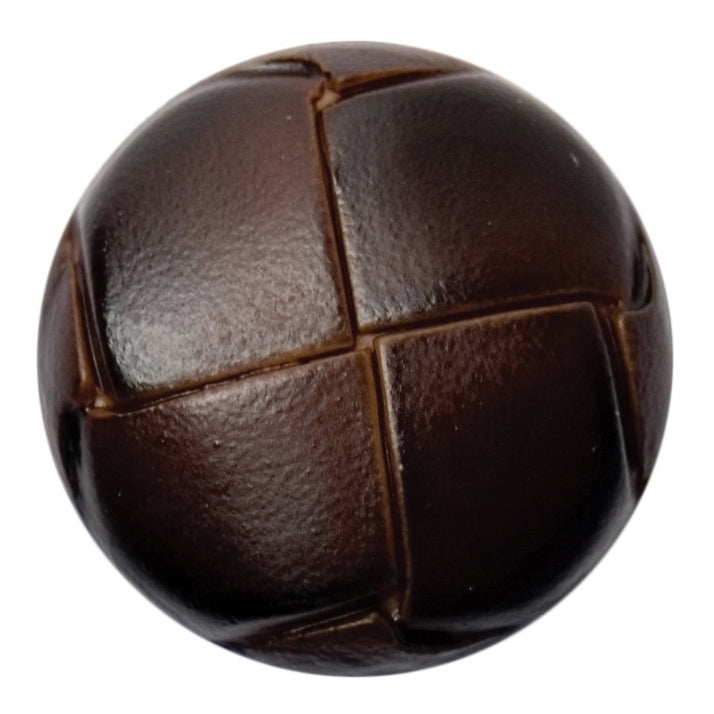Leather Look Button 25mm Dark Brown