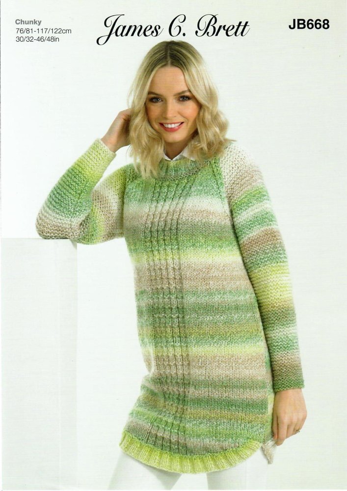 James C Brett JB668 Women Sweater in James C Brett Marble Chunky Pattern