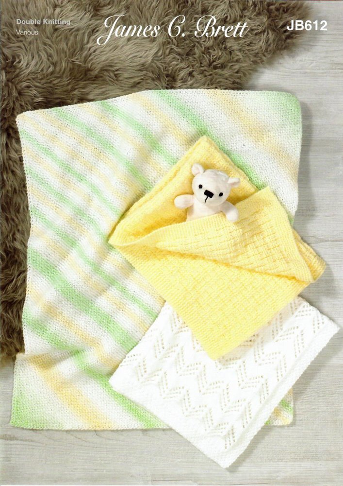 James C Brett JB612 Baby Blankets in Baby Marble and Supersoft Baby DK Pattern