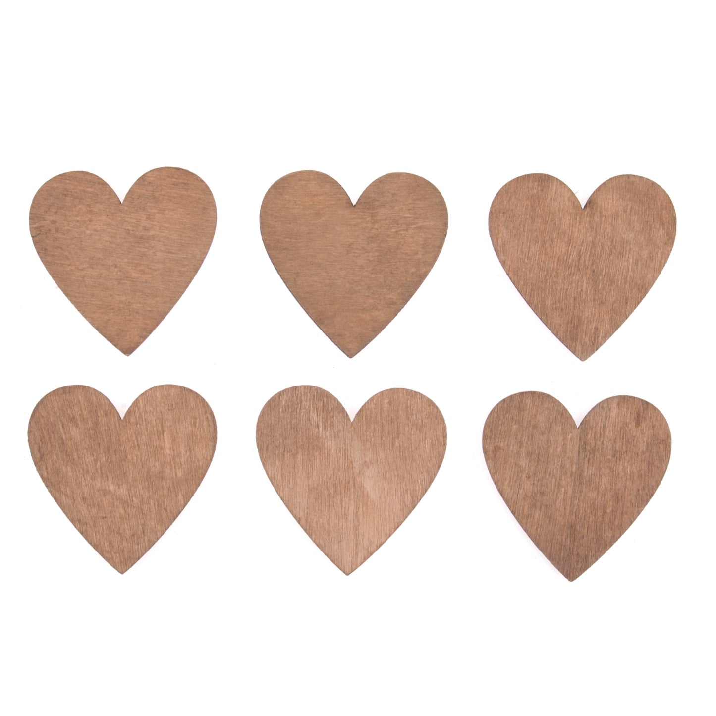 Craft Embellishment: Wooden: Hearts: Natural: Pack of 6