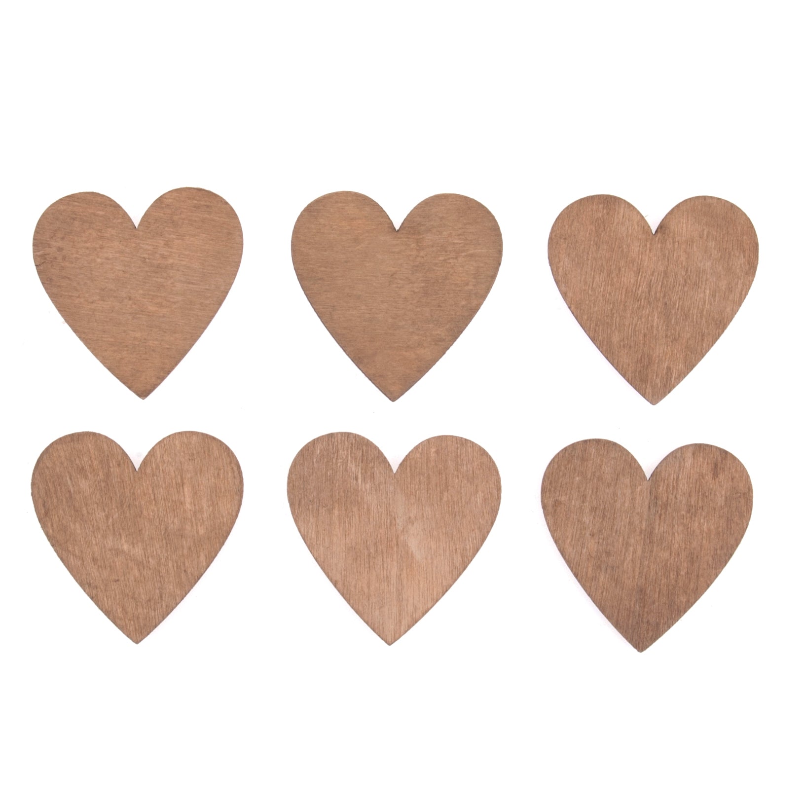 Craft Embellishment: Wooden: Hearts: Natural: Pack of 6