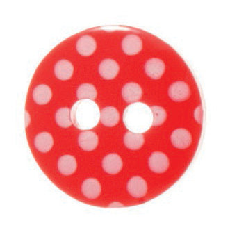 Spotty Button 12mm: Red and White