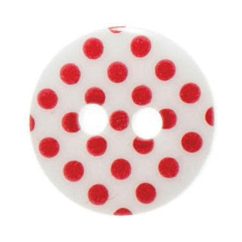 Spotty Button 12mm: White & Red