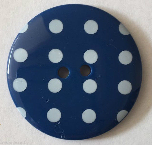 Spotty Button 12mm: Royal Blue and White