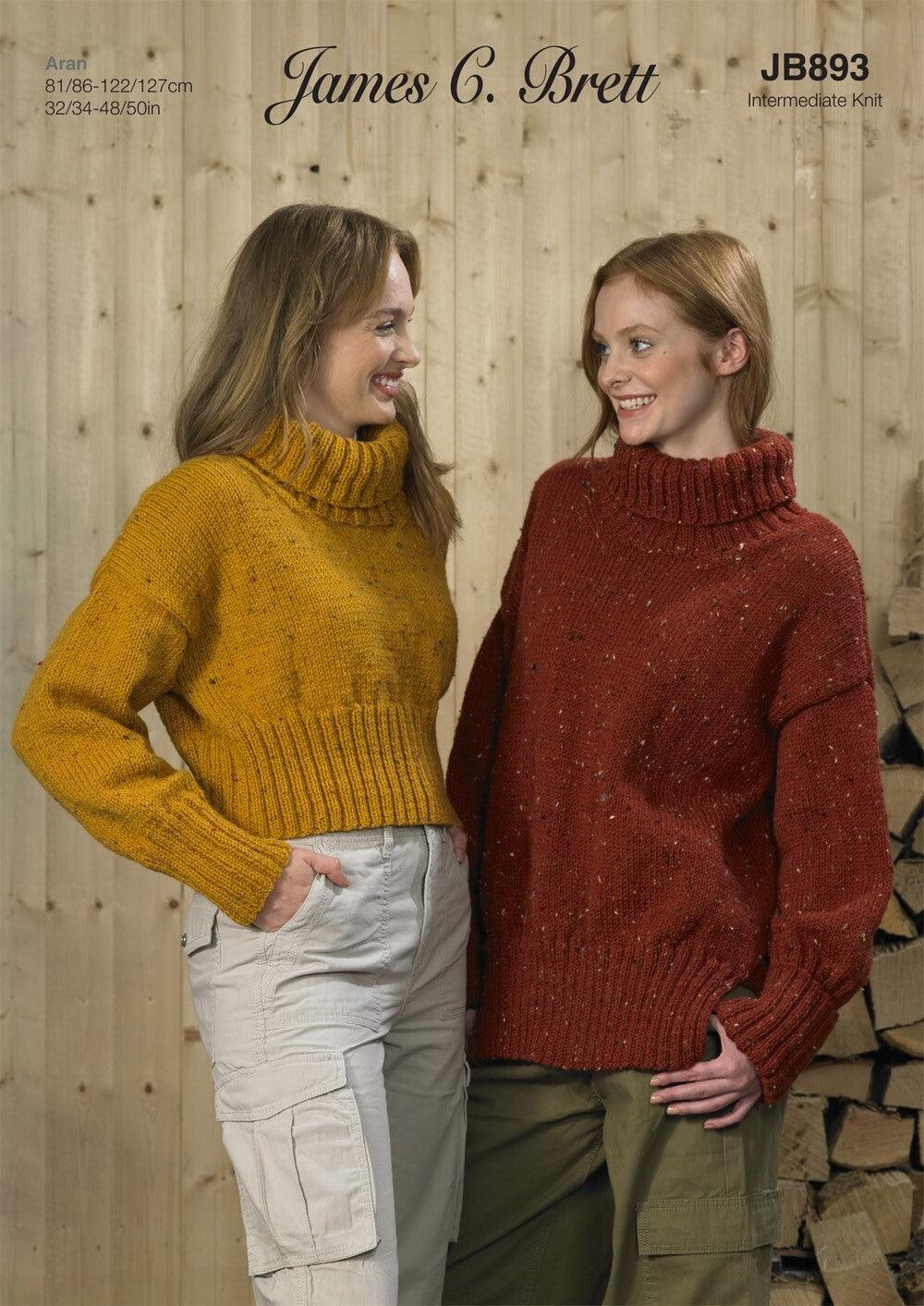 James C Brett JB893 Sweater in Rustic With Wool Aran Leaflet