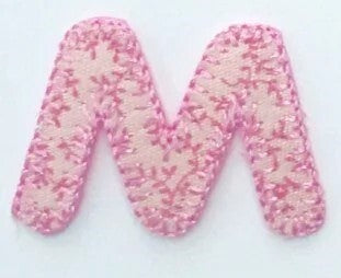 Embroidered Iron On Patchwork Letter M Or W Pink