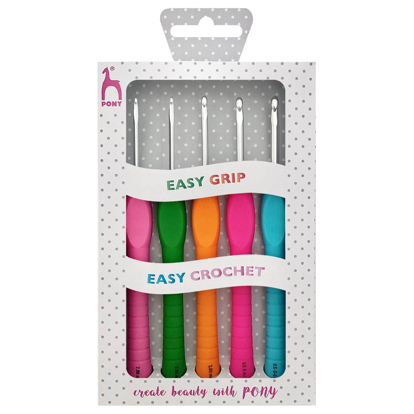 Crochet Hook Set: Easy Grip: 2 - 4mm: Pack of 5