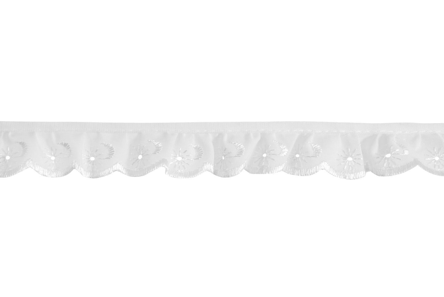 Broderie Anglaise Lace Trim : Frilled: 25mm: White