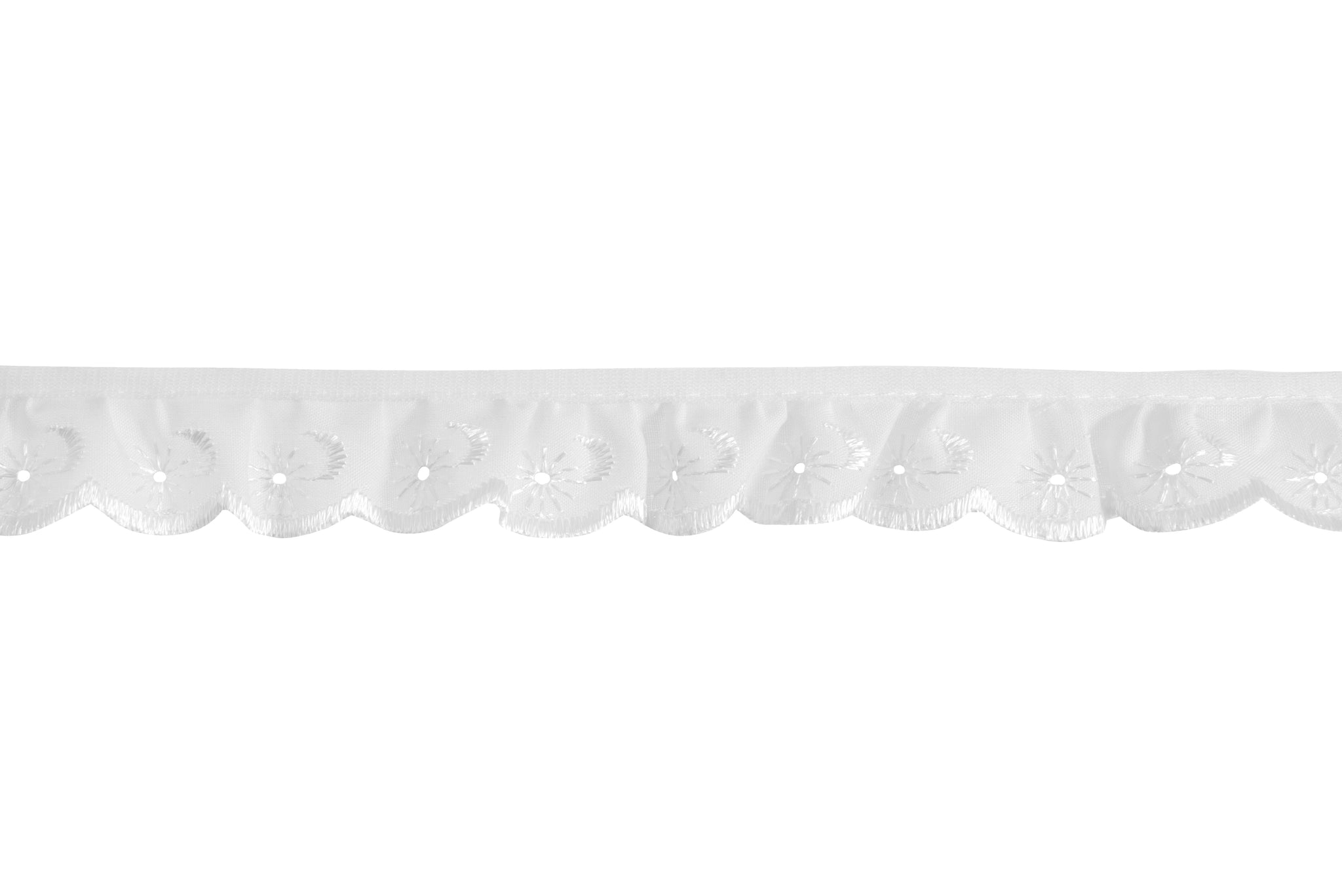 Broderie Anglaise Lace Trim : Frilled: 25mm: White