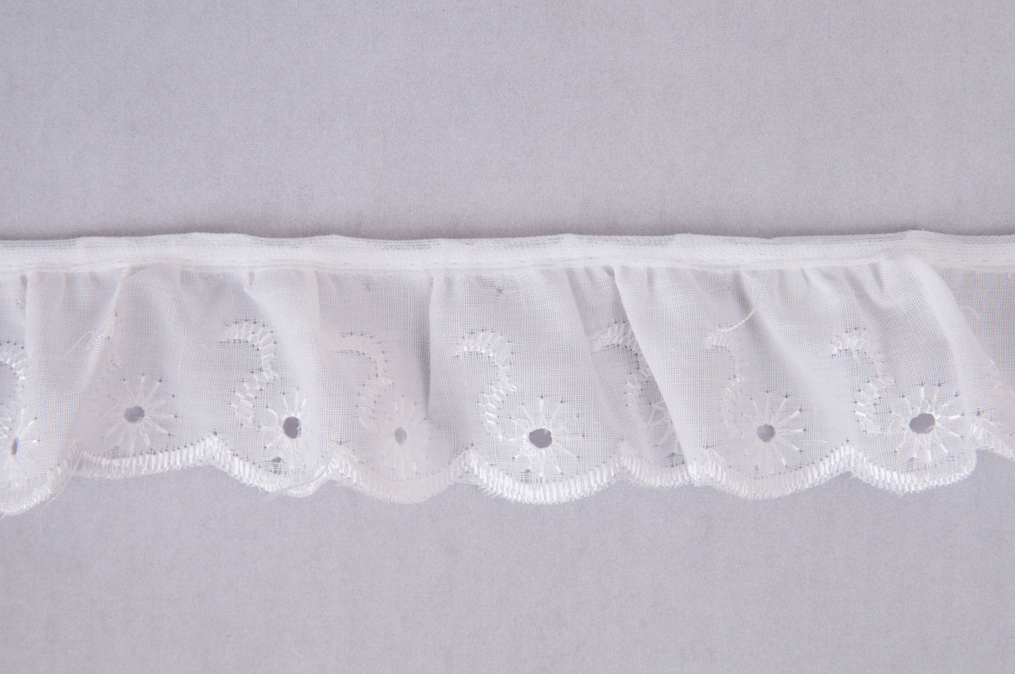 Broderie Anglaise Lace : Frilled: 35mm: White