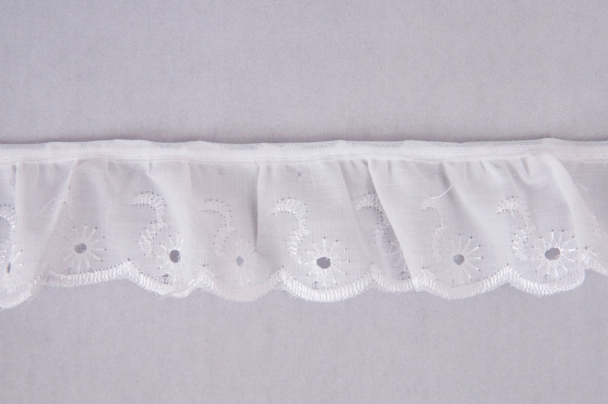 Broderie Anglaise Lace : Frilled: 35mm: White