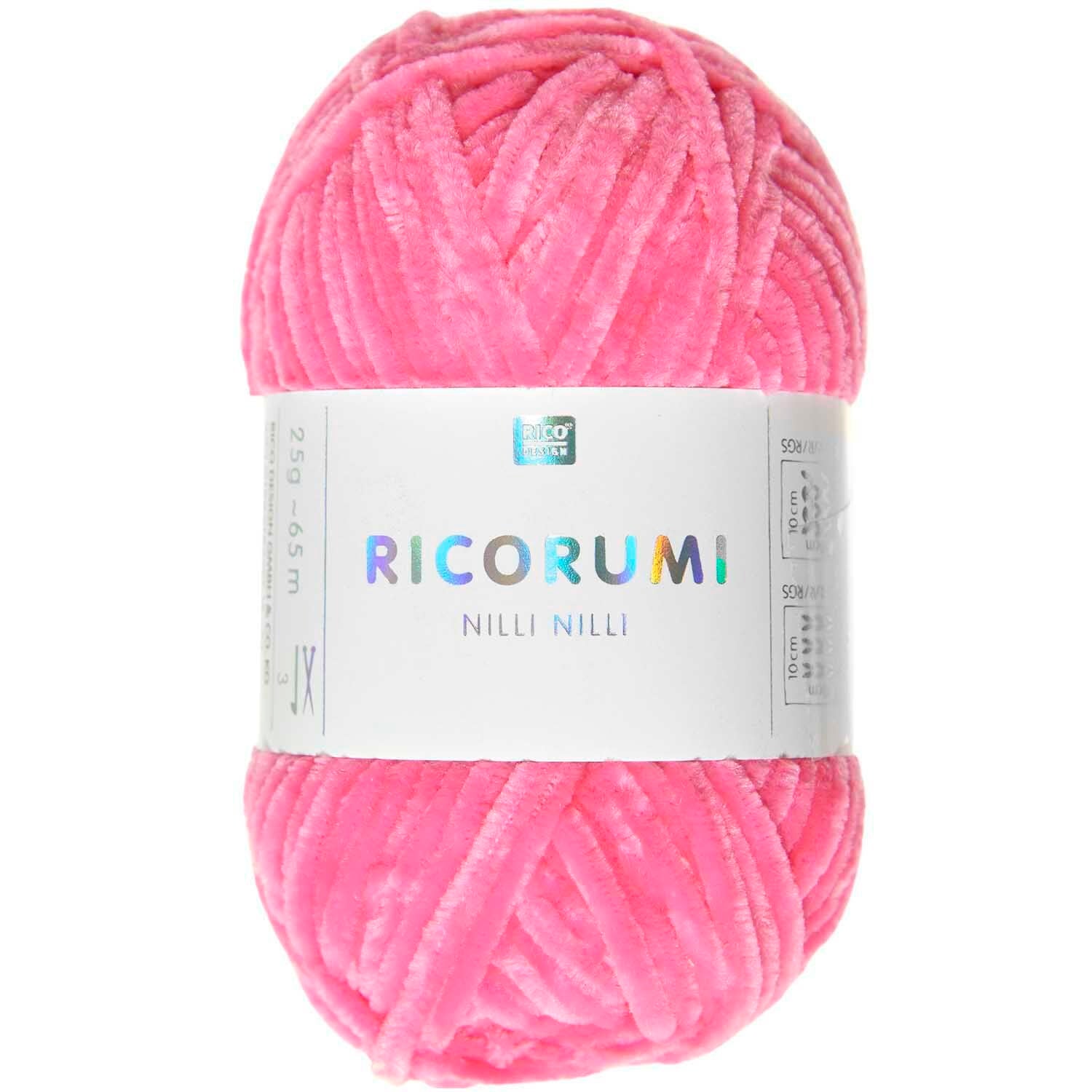 Rico Ricorumi Nilli Nilli 028 Neon Pink Chenille Yarn 25G