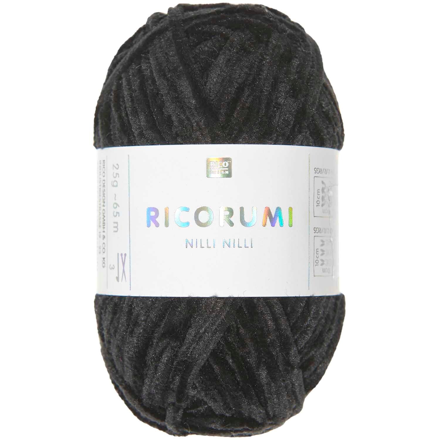 Rico Ricorumi Nilli Nilli 027 Black Chenille Yarn 25G
