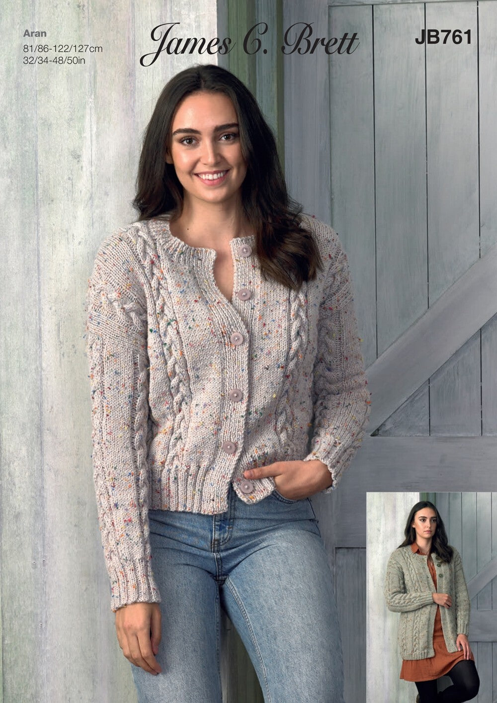 James C Brett JB761 Cardigans in Rustic with Wool Aran Leaflet