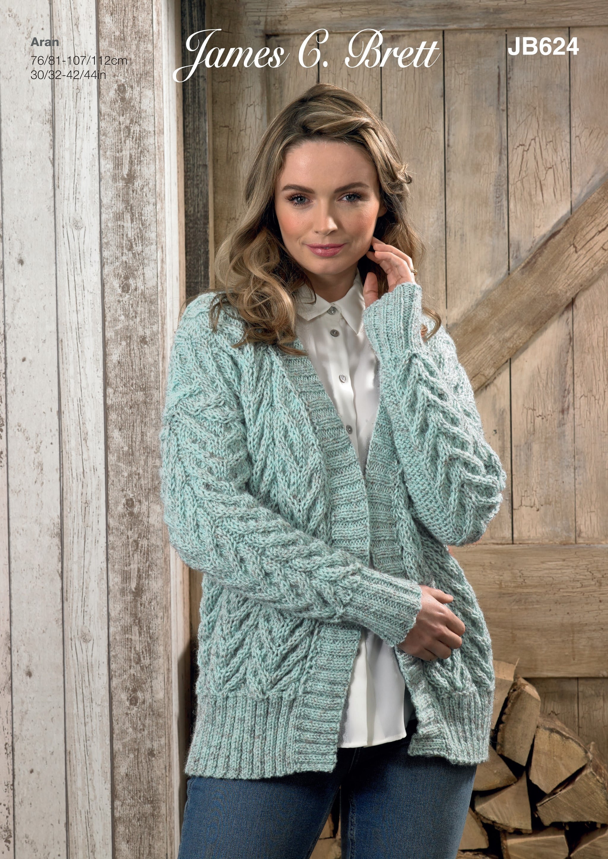 James C Brett JB624 Cardigan in Rustic with Wool Aran Leaflet