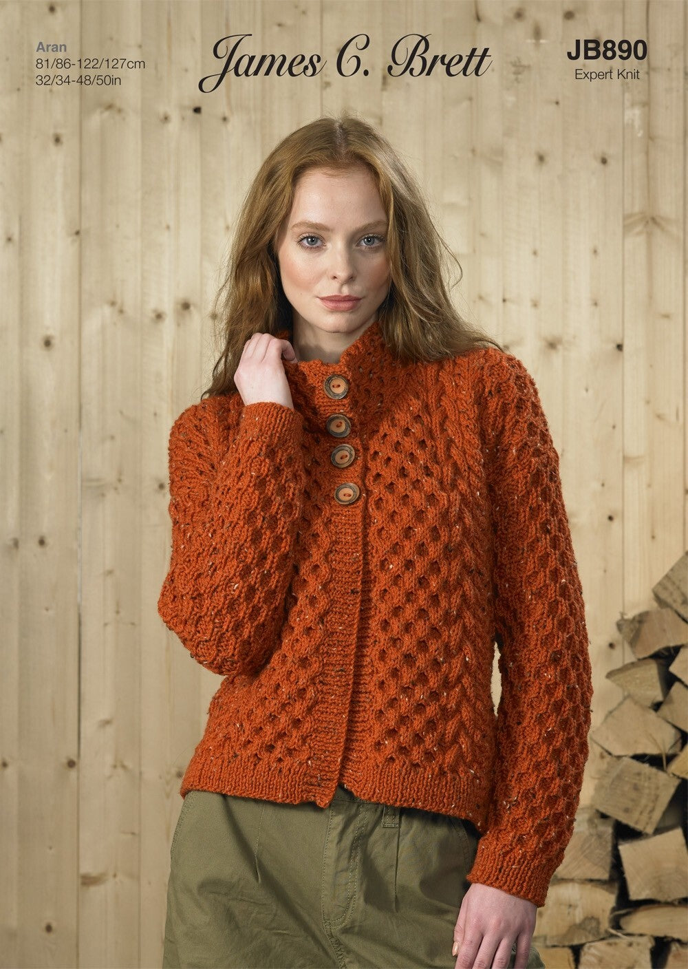 James C Brett JB890 Cardigan in Rustic With Wool Aran Leaflet