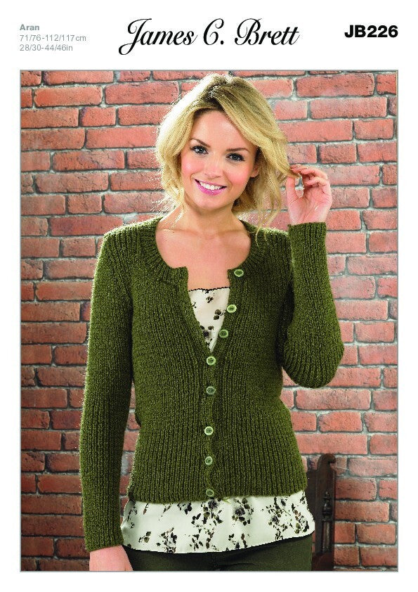 James C Brett 226 Women Cardigan in Aztec Aran Pattern