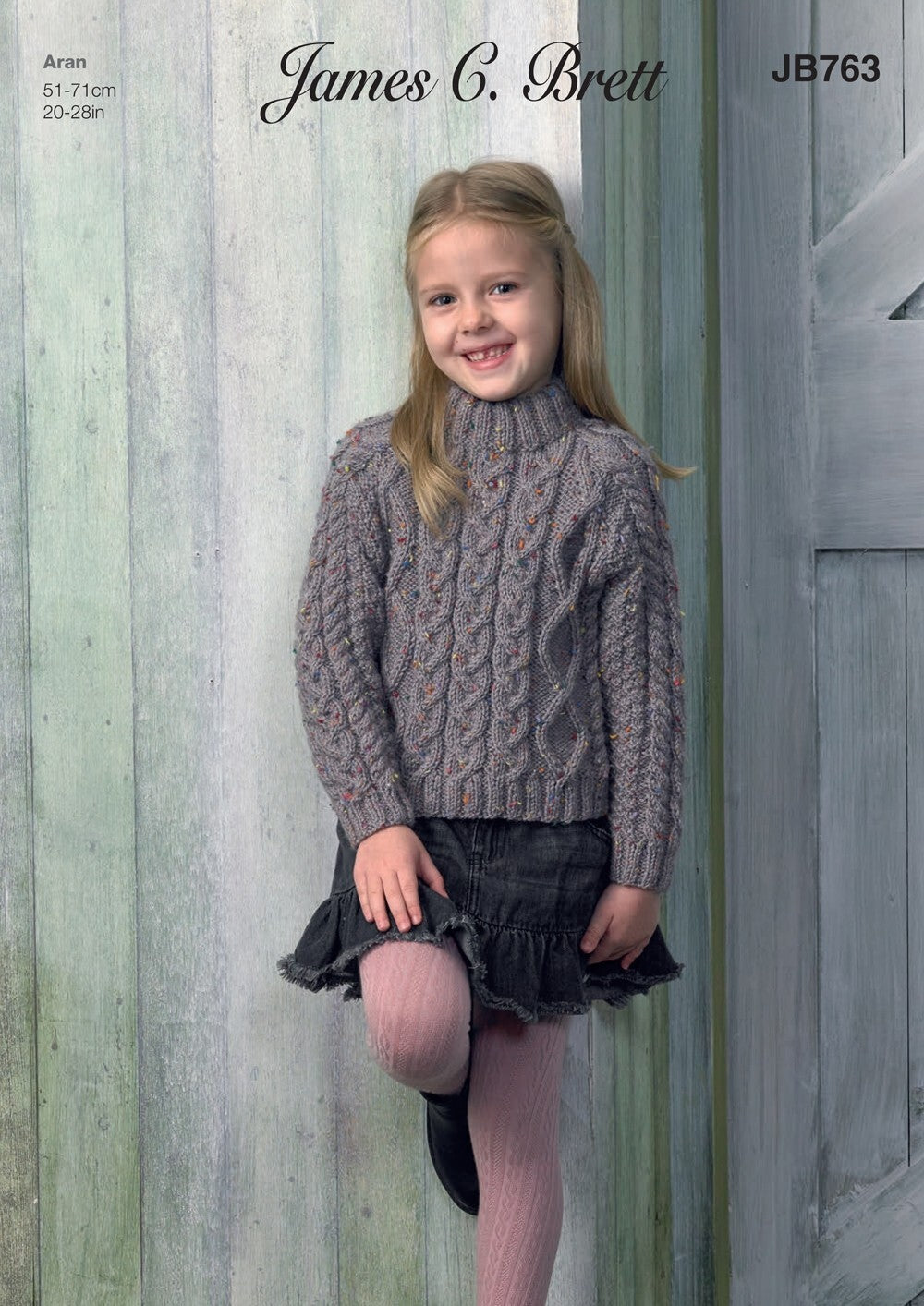 James C Brett JB763 Sweater in Rustic with Wool Aran Leaflet