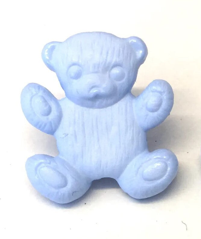 Teddy Bear Button 15mm Blue