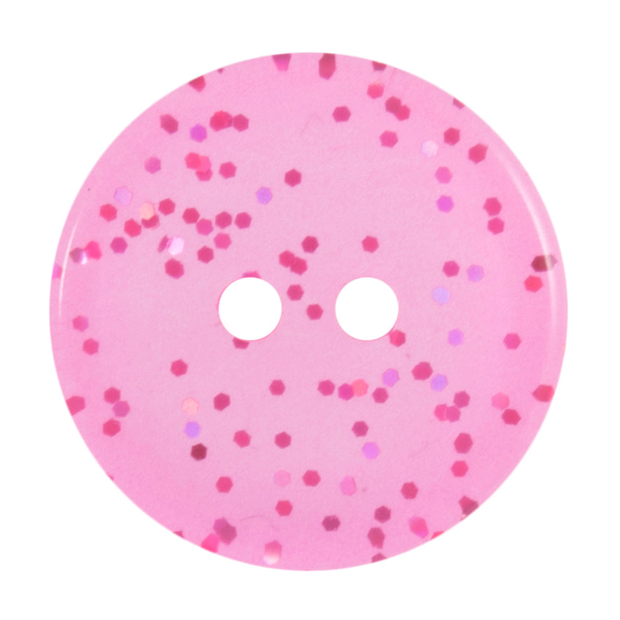 Transparent Glitter Button 15mm Bright Pink