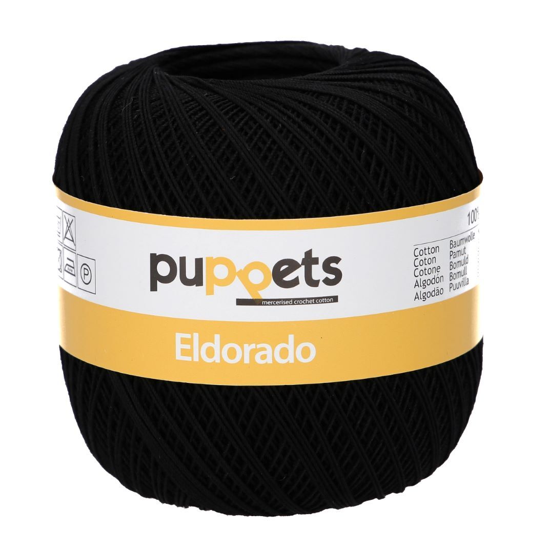 Puppets Eldorado Crochet Cotton No 16 4251 Black 50g