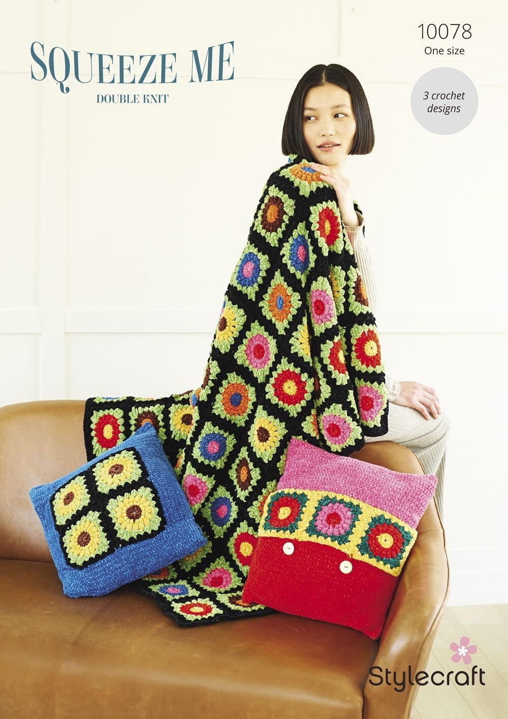 Stylecraft 10078 Blanket and Cushions in Squeeze Me DK leaflet