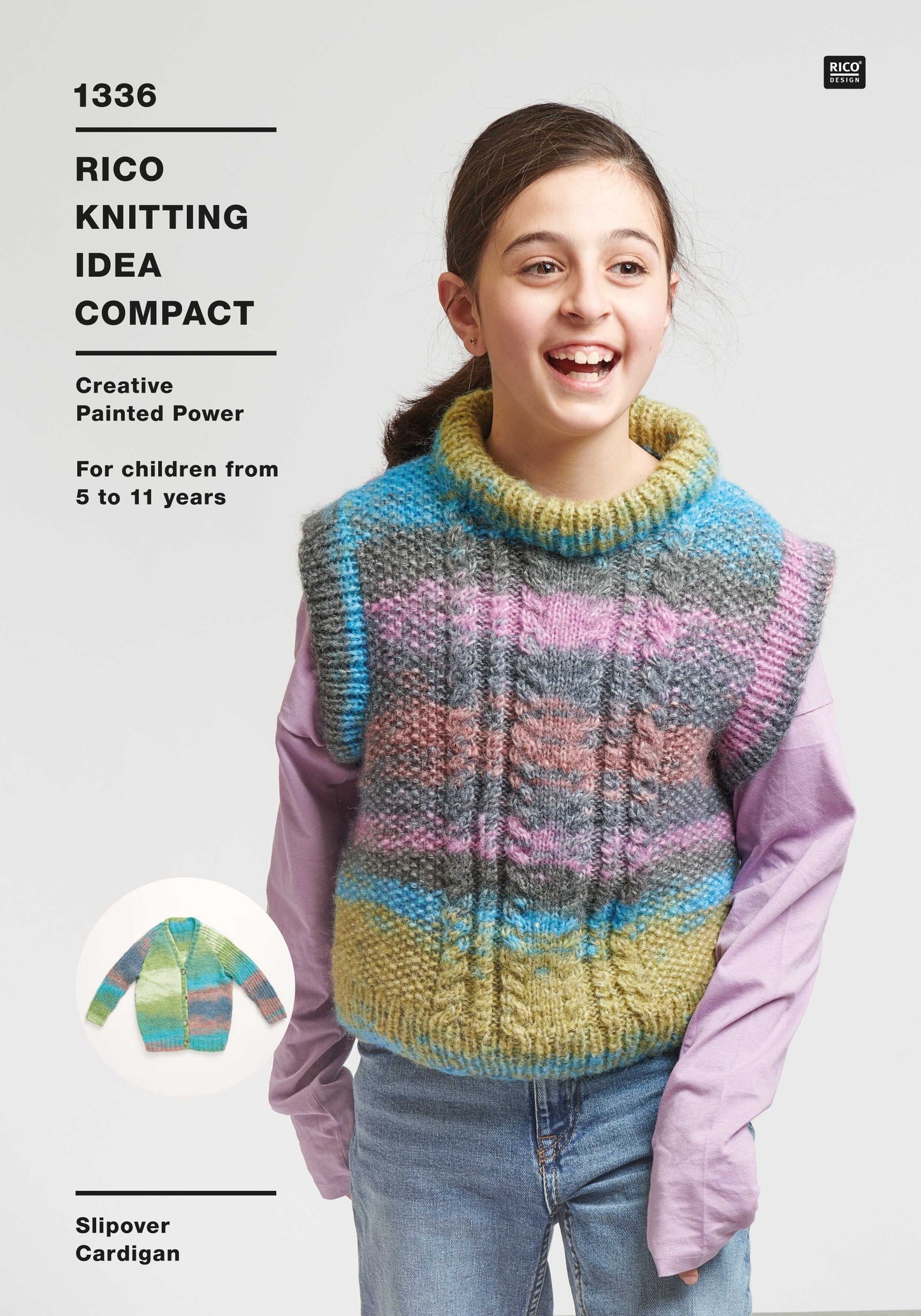 Rico Knitting Idea Compact 1336 Cardigan and Slipover in Creative Painted Power leaflet