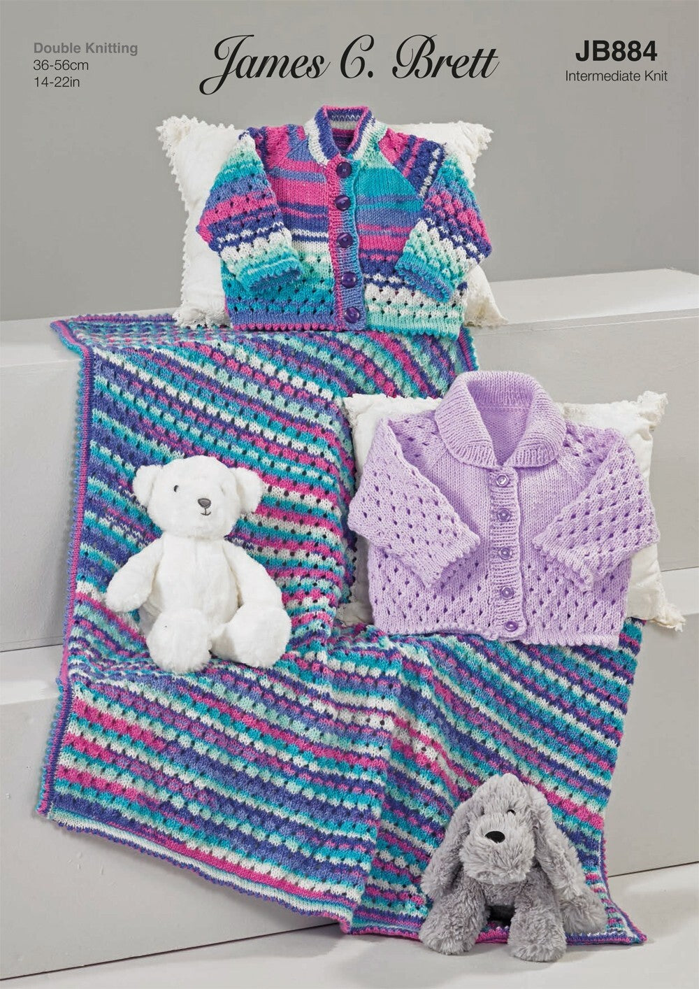 James C Brett JB884 Cardigans and Blanket in Baby Twinkle DK and Baby Twinkle Print DK leaflet