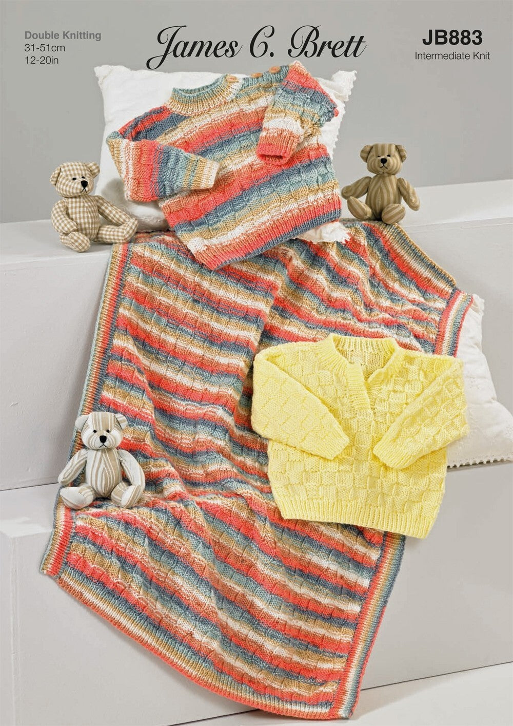 James C Brett JB883 Sweaters and Blanket in Baby Twinkle DK and Baby Twinkle Print DK leaflet