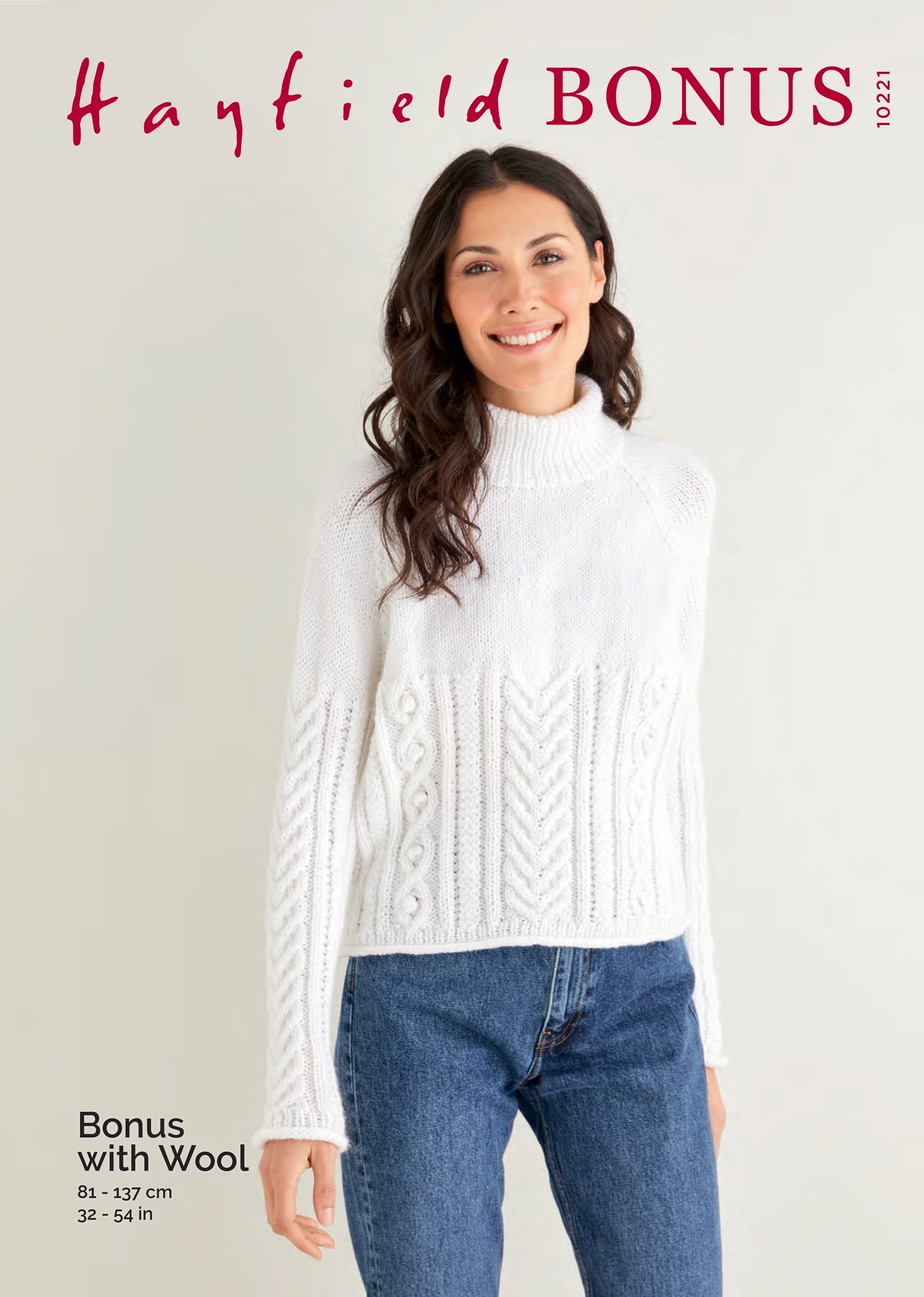Hayfield 10221 Cabled Roll Neck Sweater in Hayfield Bonus Aran with Wool leaflet)