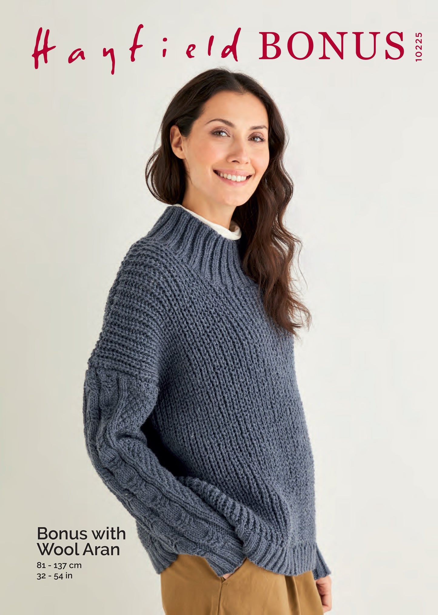 Hayfield 10225 Fisherman's Rib and Cable Sweater in Hayfield Bonus Aran with Wool leaflet