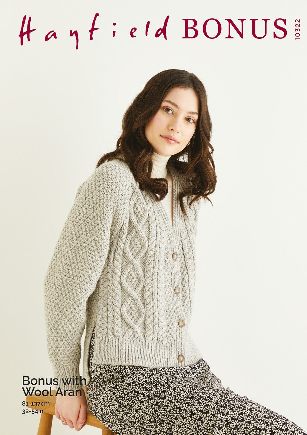 Hayfield 10322 Cardigan in Hayfield Bonus Aran with Wool leaflet